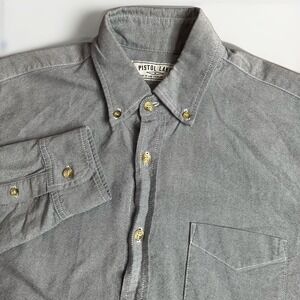 Pistol Lake Shirt Mens Small Gray Chambray OCBD Oxford Cloth Button Down USA